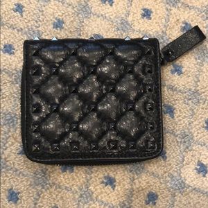 blk leather silver rockstud4”wallet mintcondition